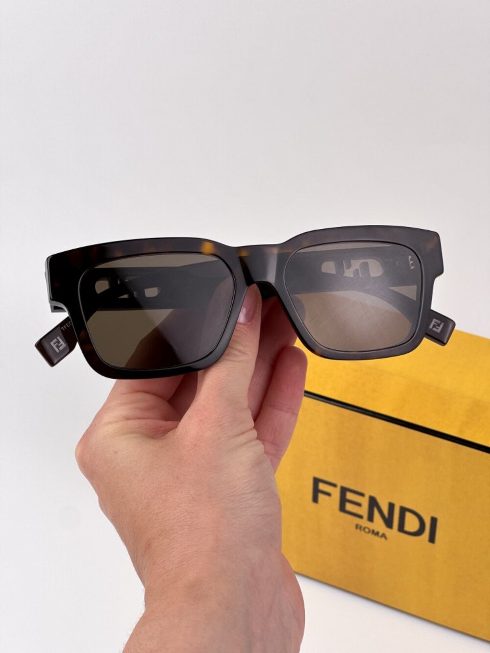 FENDI FE40107I 52E HAVANA BROWN SQUARE SUNGLASSES